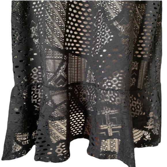 Alfani Black Geo Lace Mesh Overlay Plus Size 1X Sleeveless A-Line Dress - Picture 9 of 9